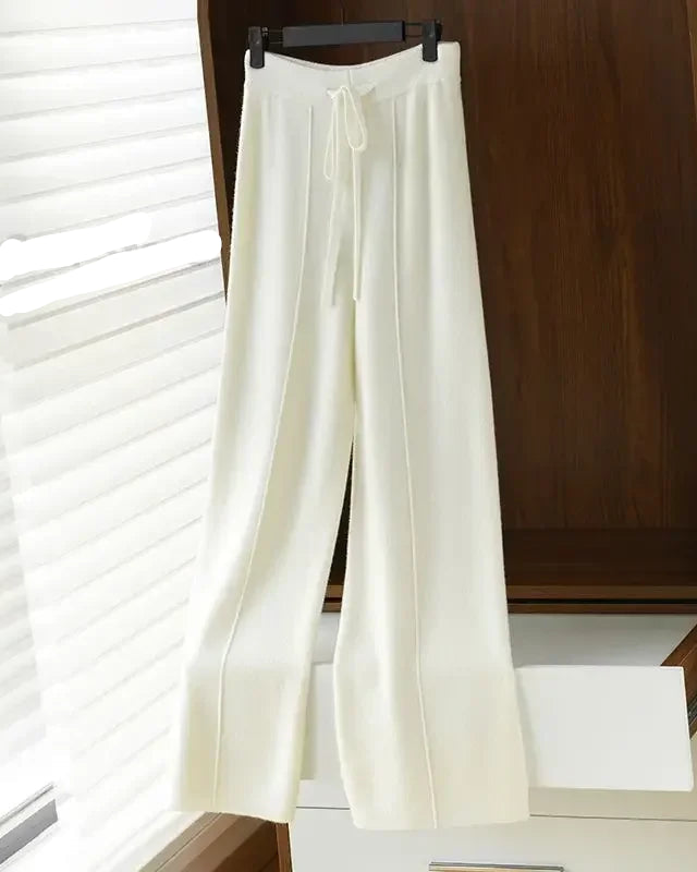 Cotton Wool Wide-Leg Knit Pants