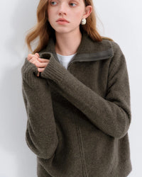 Wool Blend Knit Cardigan Sweater