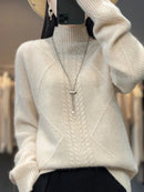 Half High Neck Cashmere Wool Knit Pullover
