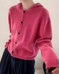 Single-Breasted Cashmere Hooded Cardigan