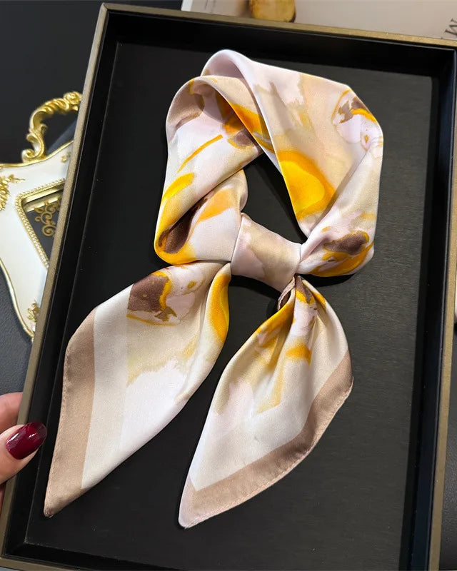 Floral Print Satin Square Scarf