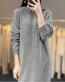 Drawstring Hooded Wool Dress