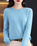 Merino Wool O-Neck Knit Sweater