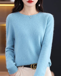 Merino Wool O-Neck Knit Sweater