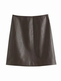 High Waist A-line Leather Skirt