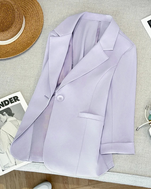 Relaxed Three-Quarter Sleeve Suit Jacket
