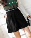 Textured High-Rise Casual Shorts