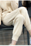 High Waist Drawstring Wool Knitted Pants
