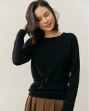 Cashmere Rolled-Up Round Neck Loose Sweater