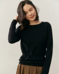 Cashmere Rolled-Up Round Neck Loose Sweater