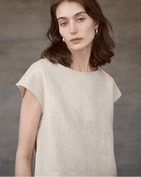Linen Crew Neck Loose Casual Sleeveless Shirt