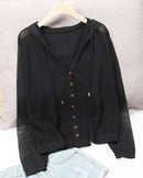 Ice Silk Hollow Knit Cardigan