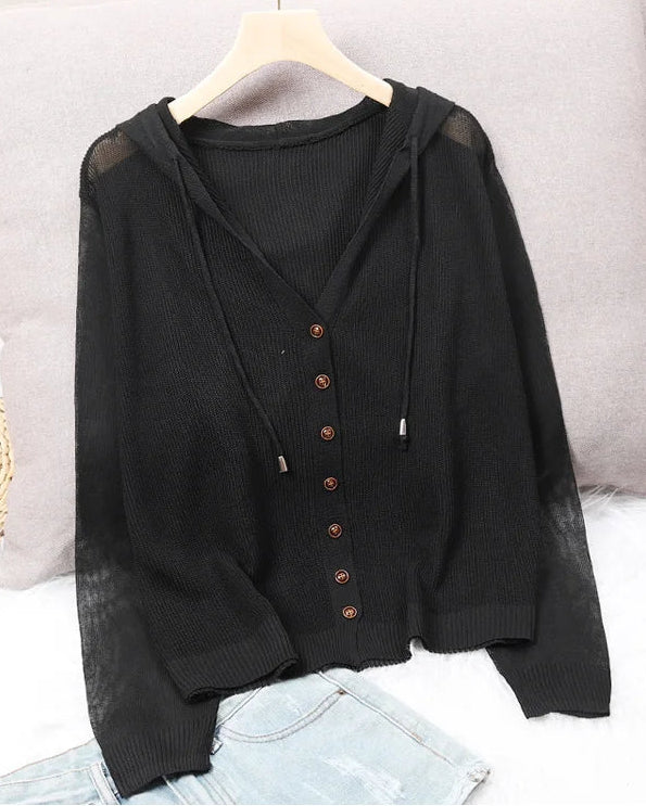 Ice Silk Hollow Knit Cardigan