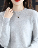 Mink Cashmere Crew Neck Knitted Sweater