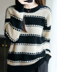 Merino Wool Stripe Block Pullover