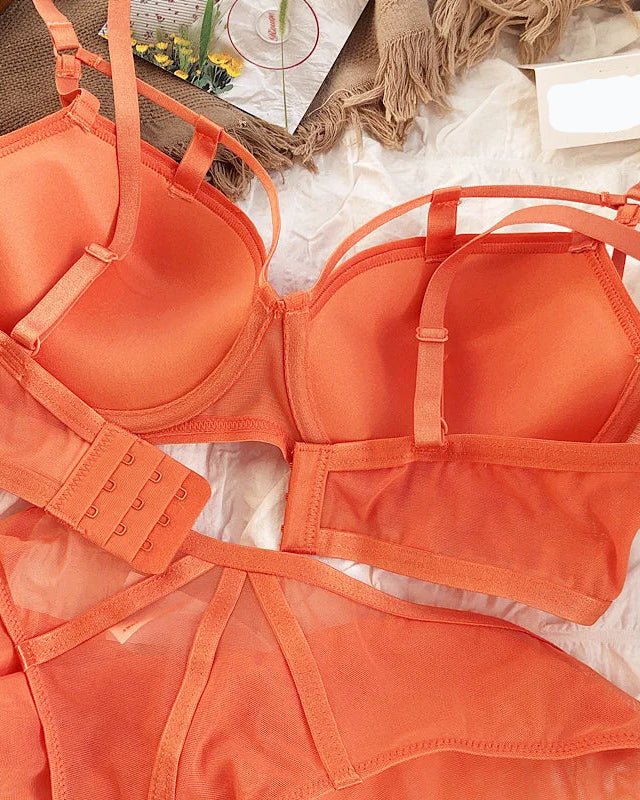 Classic Bandage Lace Cutout Push-Up Bra Set