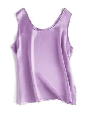 Crew-Neck Sleeveless Silk Top