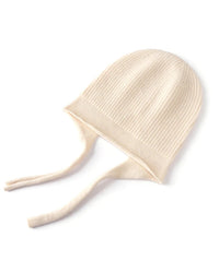 Merino Wool Striped Drawstring Pullover Ski Ear-Flap Hat