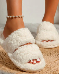 Women's Plush Open-Toe Winter Slippers