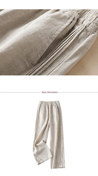 Cotton-Linen Blended Wide Leg Trousers