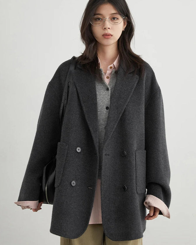 Wool-Blend Double-Breasted Midi Overcoat