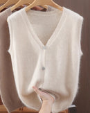 Mink Cashmere V-Neck Vest