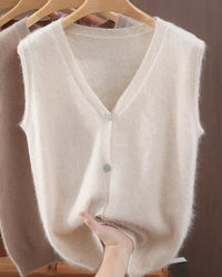 Mink Cashmere V-Neck Vest