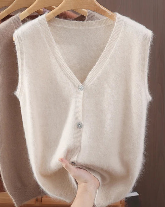 Mink Cashmere V-Neck Vest