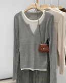 Contrast Color Knit Pullover