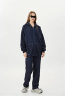 Zipper Washed Distressed Oversized Cotton Hoodies