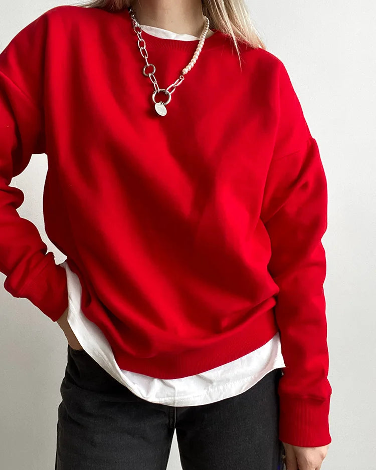 Loose-Fit Pure Cotton Pullover Sweatshirt