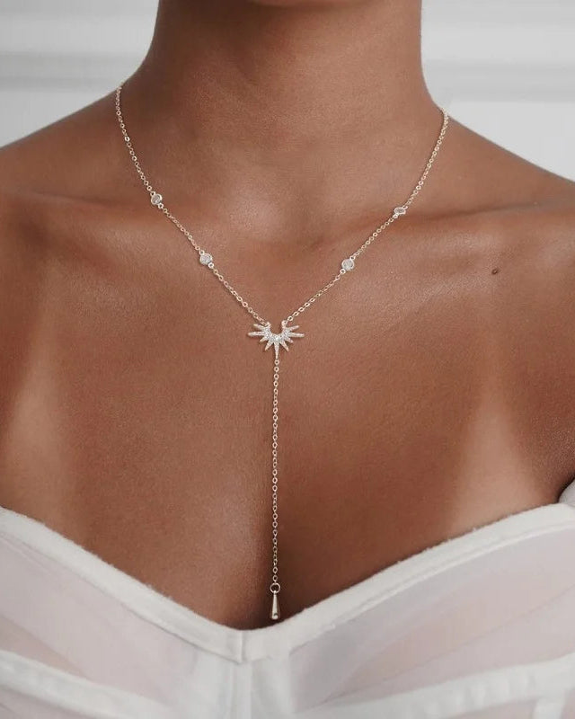 Gold Sunflower Zircon Clavicle Necklace