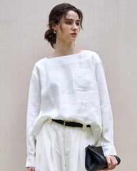 Retro One-Shoulder Collar Casual Loose T-Shirt