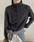 Comfortable Stand-Collar Single-Breasted Sweater