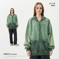 Oversized Cotton Zipper Washed Hoodies