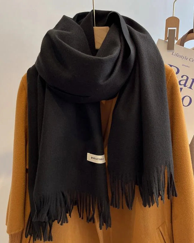 Faux Cashmere Tassel Wrap Scarf