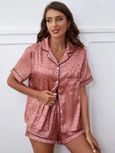 Satin Shorts Pajamas Two Piece Set