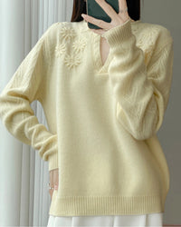 Floral-Embroidered Wool Sweater
