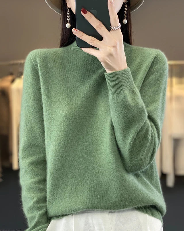 Merino Wool Mock Neck Sweater