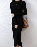Ribbed Merino Wool Midi Dress