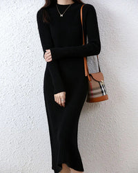Ribbed Merino Wool Midi Dress