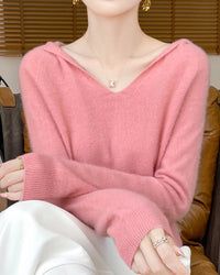 Merino Wool Hooded Pullover Sweater