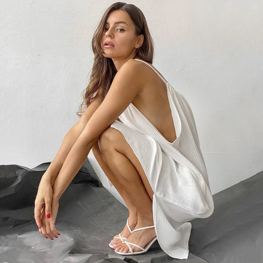 Spaghetti Strap Cotton Split Lounge Dress