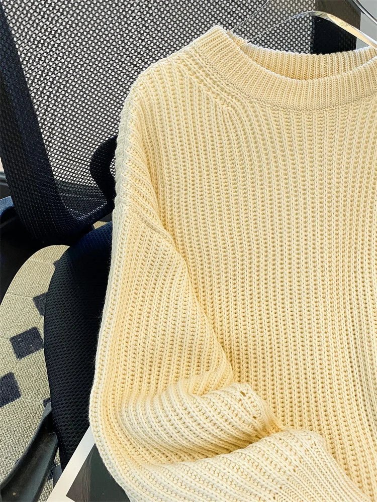 Round-Neck Oversized Knitted Pullover