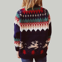 Loose Geometric Elk Jacquard Sweater