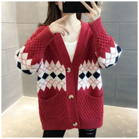 Vintage Plaid Single Breasted Cardigan