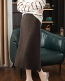 Pure Cashmere Slim Knit Midi Skirt