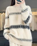 Wool Striped Spliced Oversized Knit Pullover