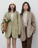 Oversized Drop-Shoulder Wool Blend Coat