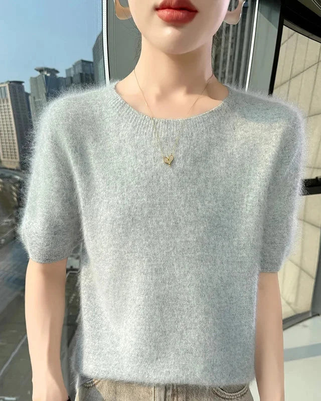 Mink Cashmere Short Sleeve Sweater